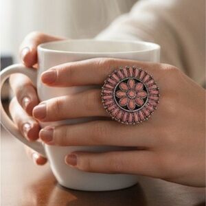 Western Large Pink Floral Ring NWT